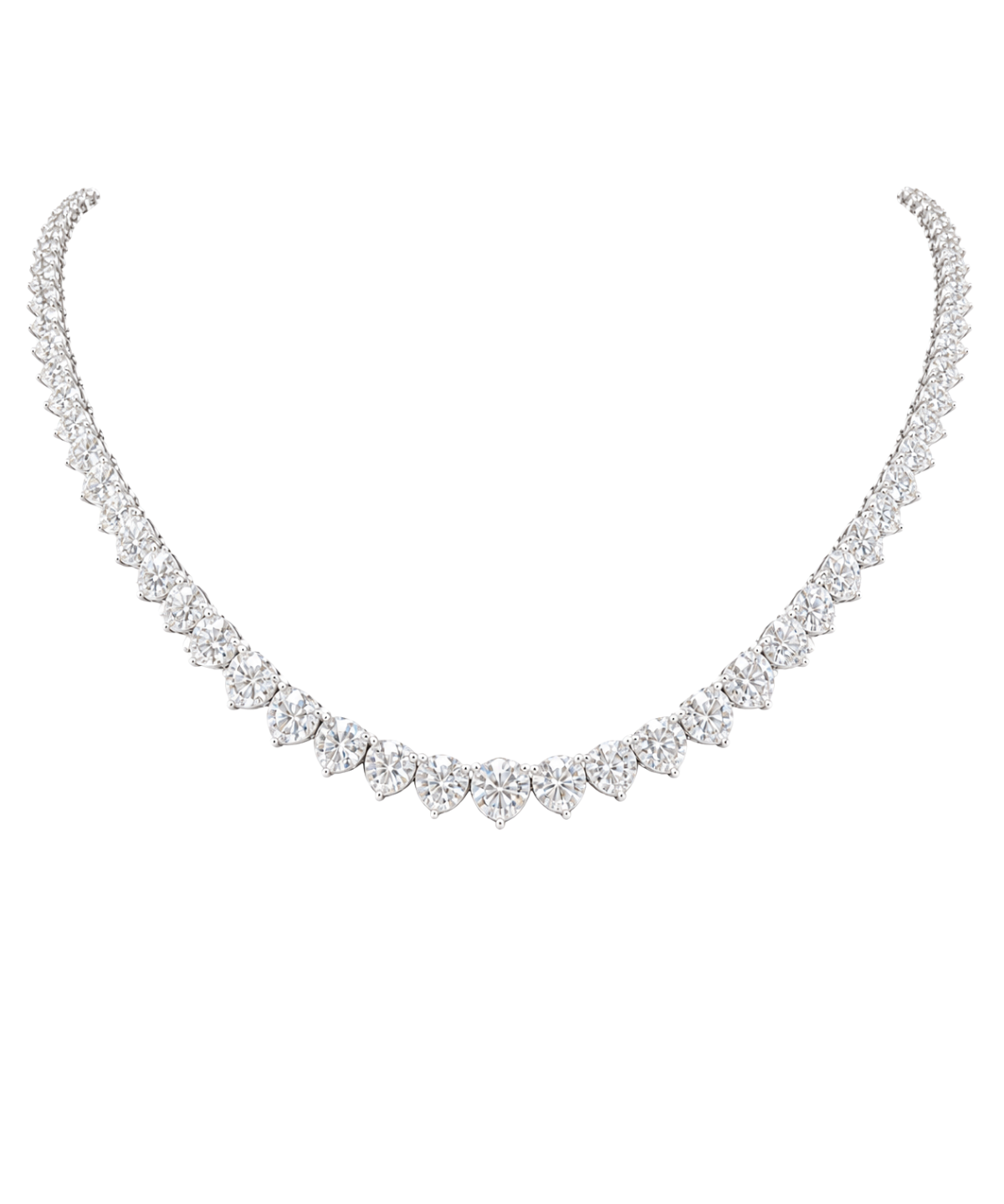 26.87ct Diamond 18K Gold Graduated Tennis Necklace