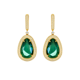 21.37ct Diamond Green Apatite 14K Gold Drop Earrings