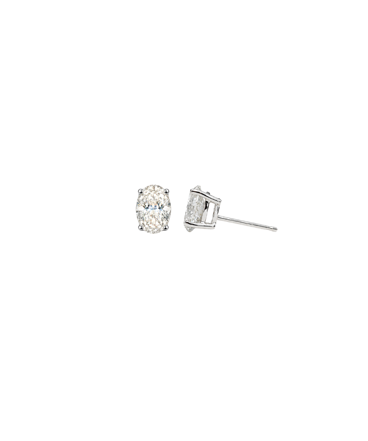 2.00ct Diamond 14K Gold Classic Oval Stud Earrings