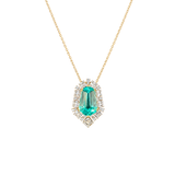 15.95ct Diamond Zircon 14K Gold Deco Style Shield Cut Necklace