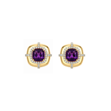 4.60ct Amethyst Diamond 14K Gold Button Back Stud Earrings
