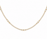 3.37ct Diamond 14K Gold Stationed Emerald Cut Tennis Necklace