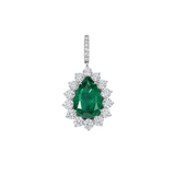 11.14ct Emerald Diamond 18K Gold Pear Halo Pendant