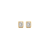 GIA 1.81ct Diamond 18K Gold Emerald Cut Button Back Stud Earrings
