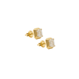GIA 1.81ct Diamond 18K Gold Emerald Cut Button Back Stud Earrings