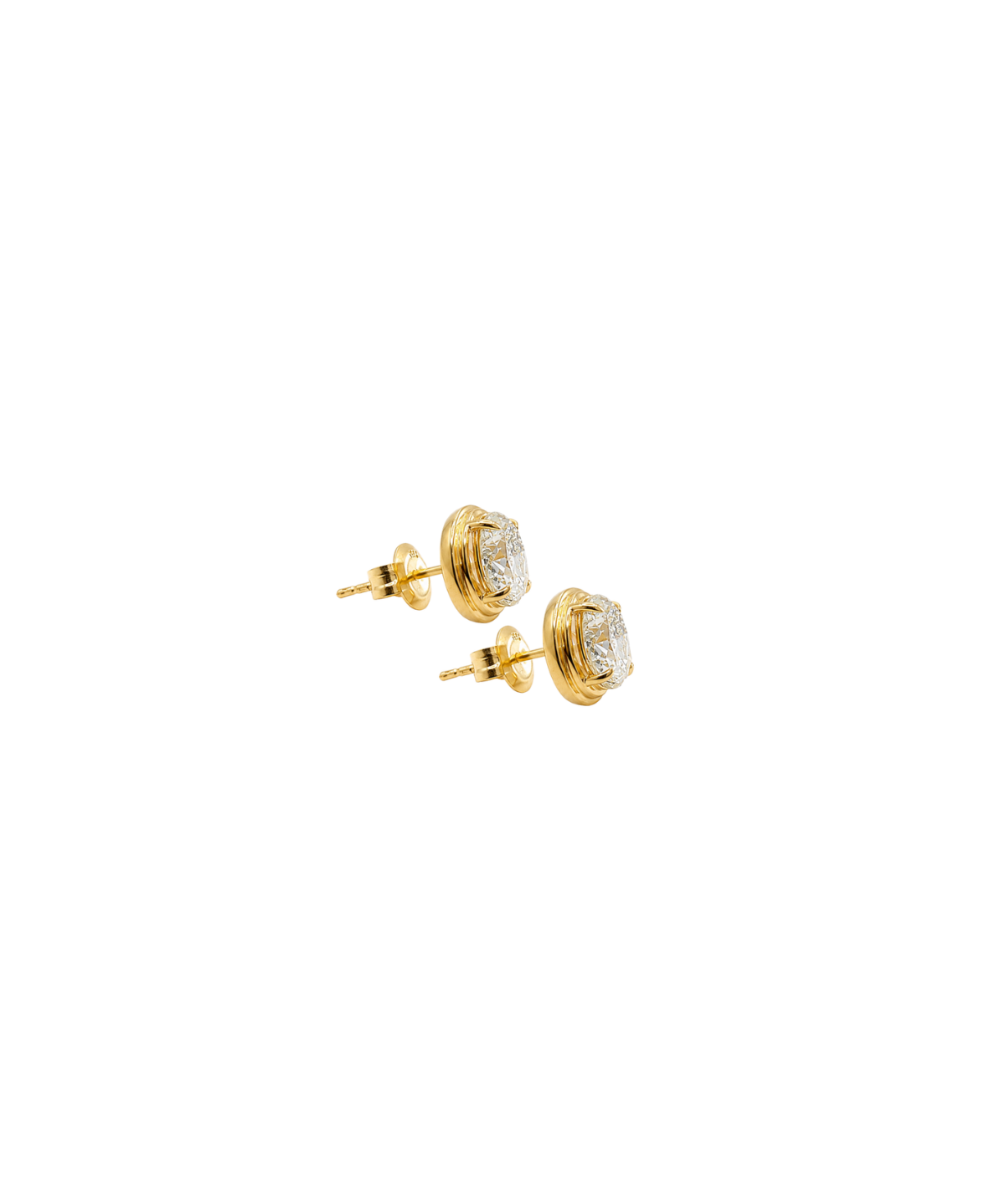 1.80ct Diamond 18K Gold Oval Button Back Stud Earrings