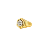 1.02ct Diamond 18K Gold Fluted Signet Ring