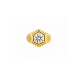 1.02ct Diamond 18K Gold Fluted Signet Ring