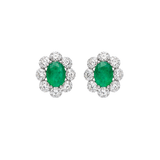 2.84ct Diamond Emerald 18K Gold Halo Stud Earrings