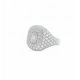 2.40ct Diamond 18K Gold Round Baguette Pave Signet Ring