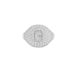 2.40ct Diamond 18K Gold Round Baguette Pave Signet Ring
