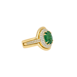 2.37ct Diamond Emerald 18K Gold Signet Ring