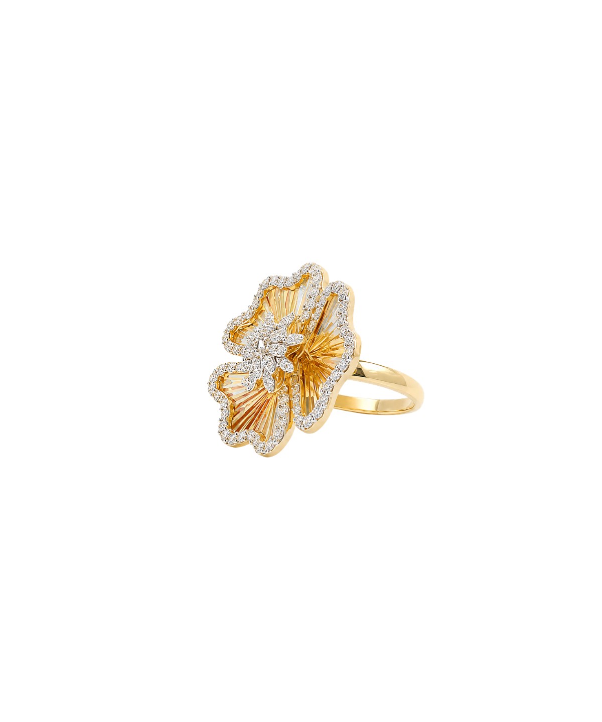 0.75ct Diamond 14K Gold Flower Ring