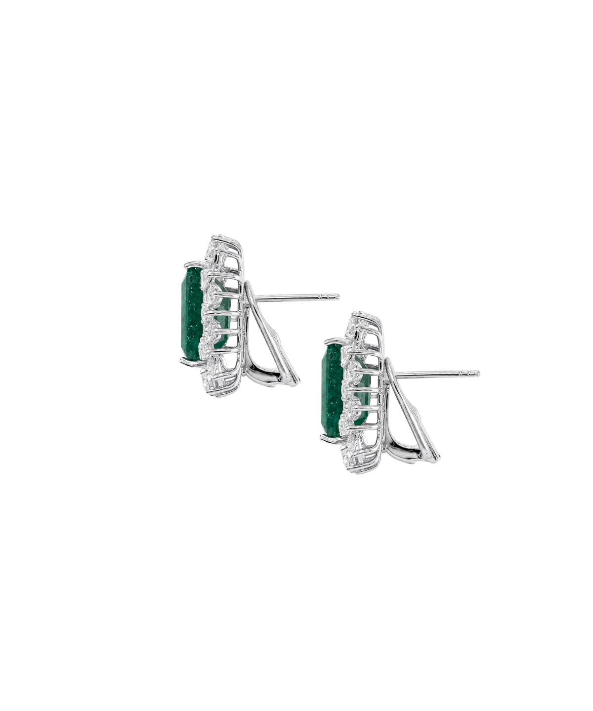 16.76ct Emerald Diamond 18K Gold Halo Earrings