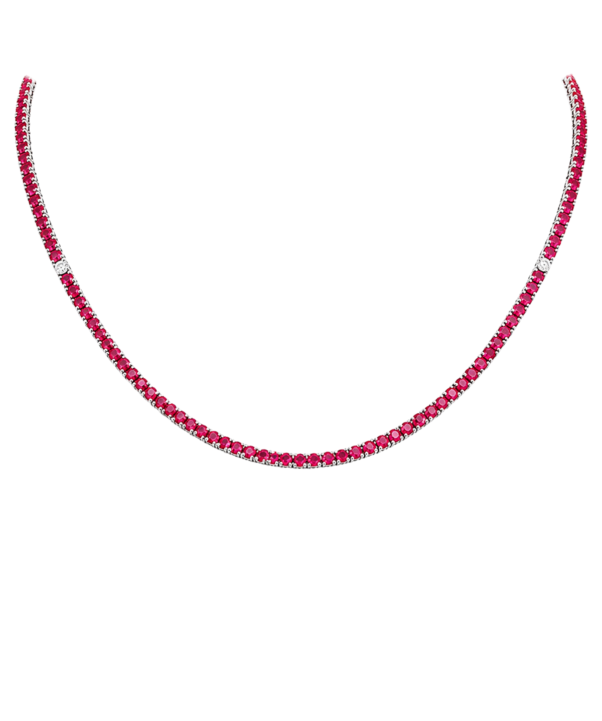 16.20ct Diamond Ruby 14K Gold Tennis Necklace