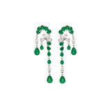 5.10ct Diamond Emerald 18K Gold Statement Drop Earrings