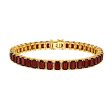 36.00ct Red Garnet 18K Gold Tennis Bracelet