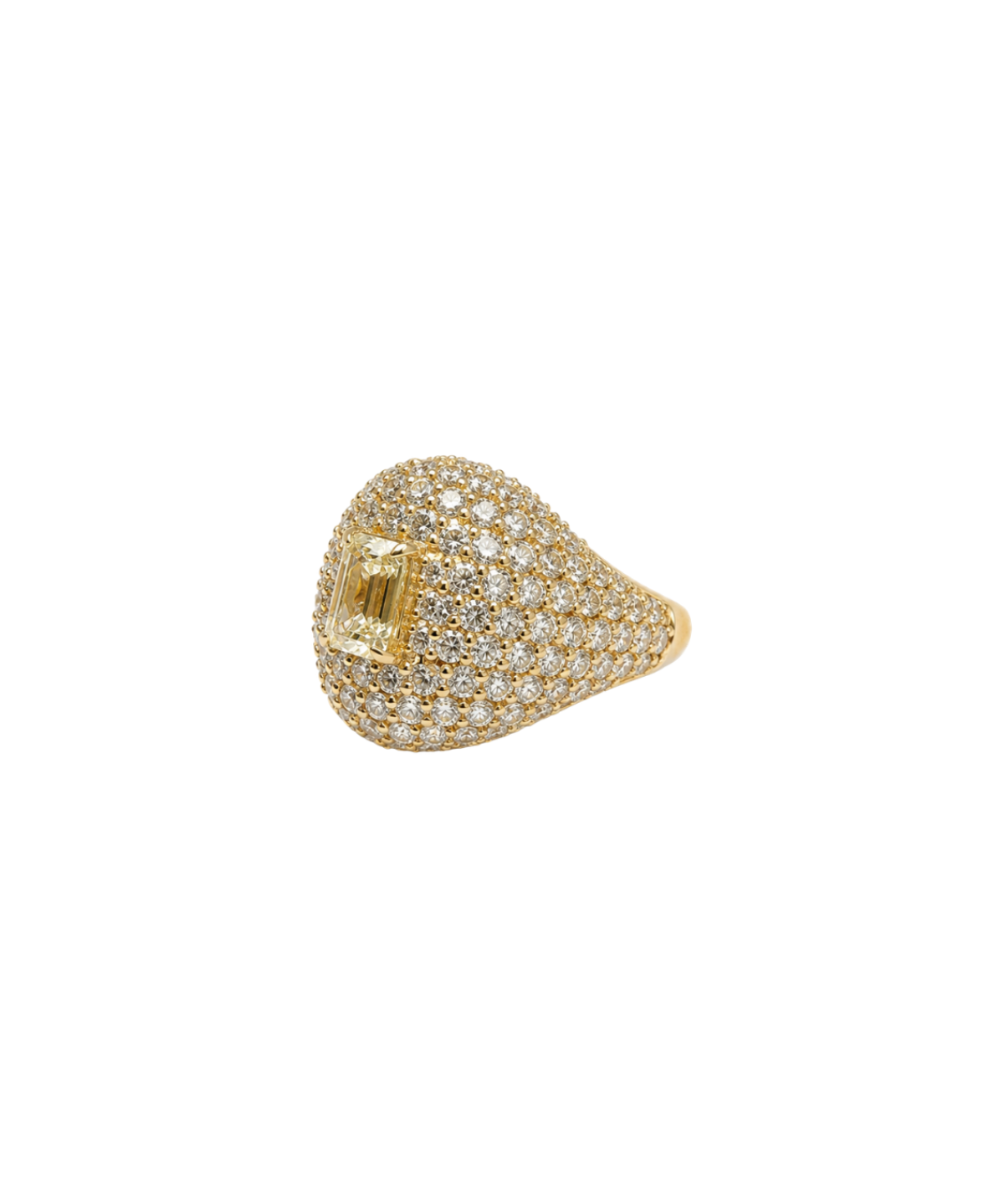 4.00ct Diamond 18K Gold Pave Signet Ring