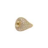 4.00ct Diamond 18K Gold Pave Signet Ring