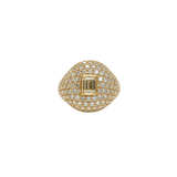 4.00ct Diamond 18K Gold Pave Signet Ring