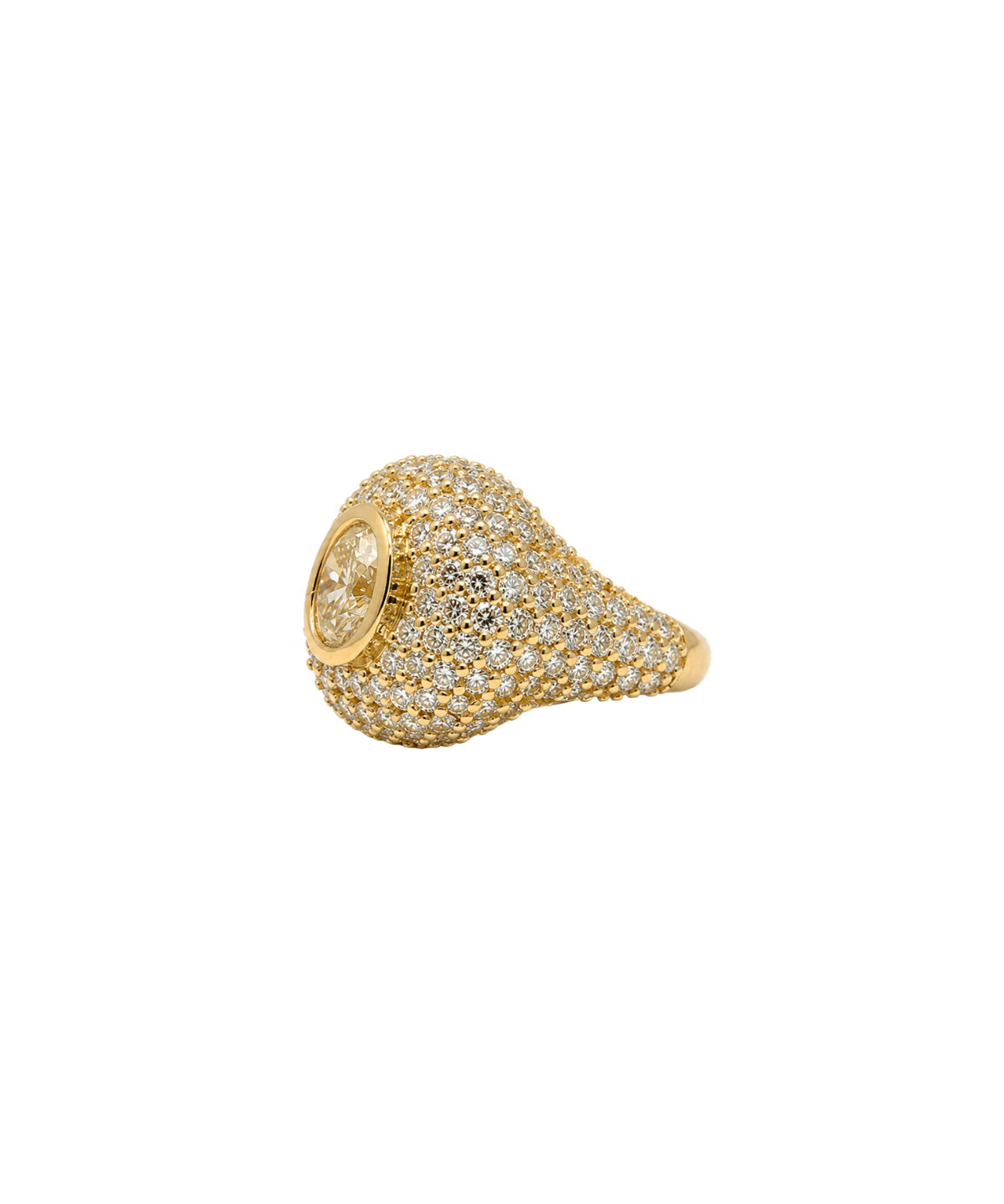 2.51ct Diamond 18K Gold Pave Signet Ring
