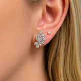 0.60ct Diamond 18K Gold Leaf Pear Illusion Earrings