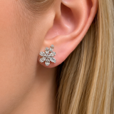0.56ct Diamond 18K Gold Leaf Illusion Cluster Earrings