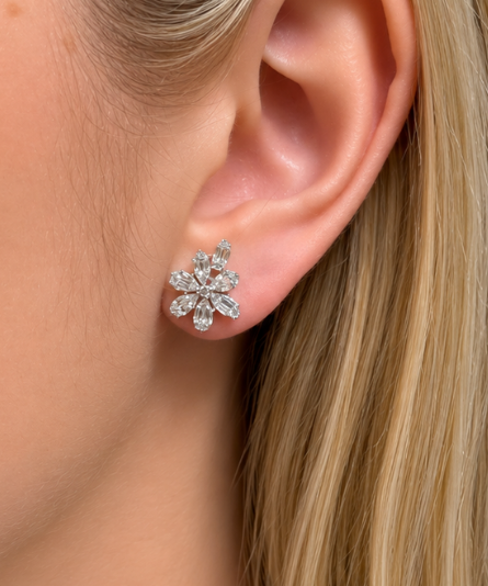 0.56ct Diamond 18K Gold Leaf Illusion Cluster Earrings