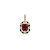4.03ct Diamond Garnet 14K Gold Pave Button Back Pendant