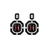 27.47ct Diamond Tourmaline Onyx 18K Gold Statement Drop Earrings