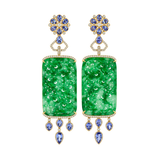 41.26ct Diamonds Jade Tanzanite 18K Gold Statement Drop Earrings