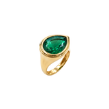 2.84ct Emerald 18K Gold Pear Signet Ring
