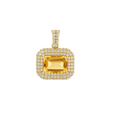 2.72ct Diamond Citrine 14K Gold Pave Halo Pendant