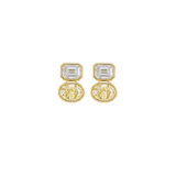 3.12ct Diamond 18K Gold Two Stone Stud Earrings