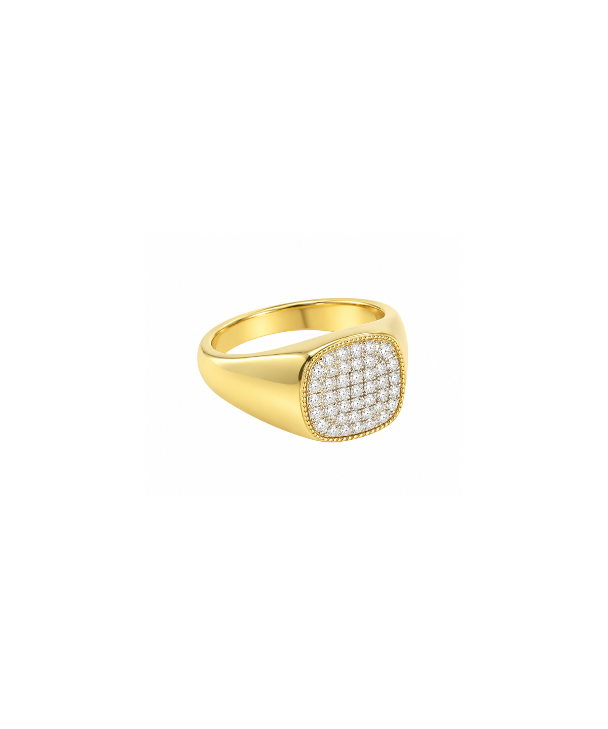 0.22ct Diamond Pave Signet Ring in 14K Yellow Gold
