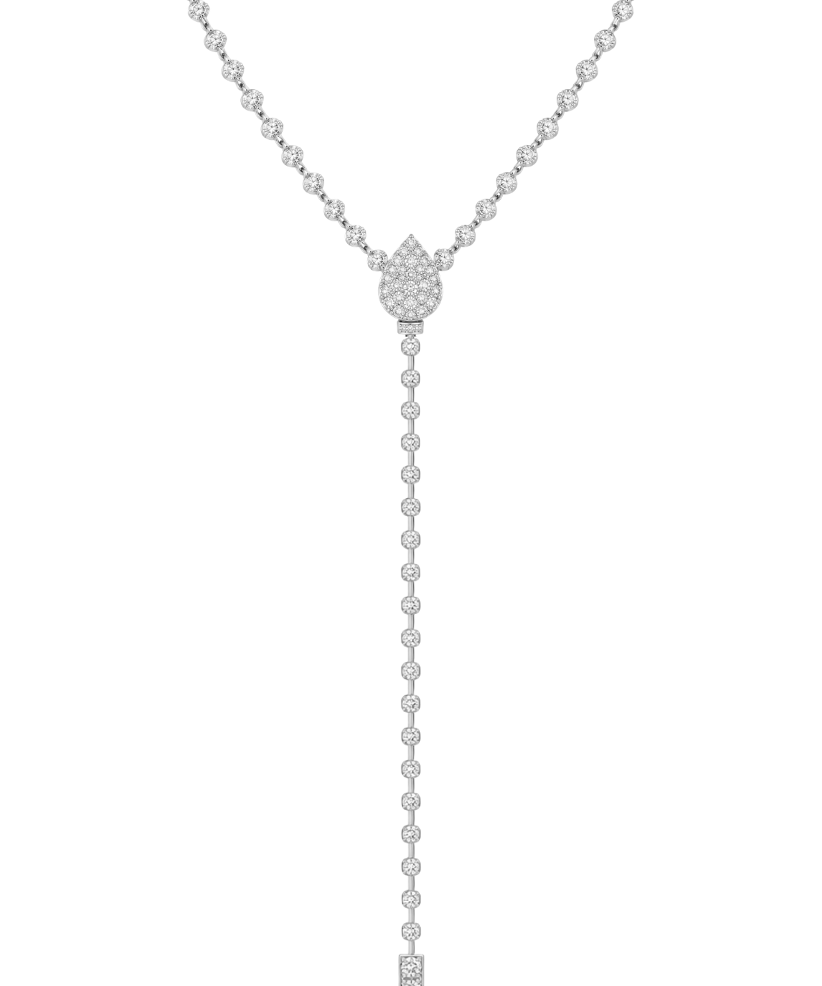 2.00ct Diamond 14K Gold Halo Pear Lariat Necklace
