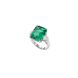 10.61ct Emerald Diamond 18K Gold Cocktail Ring