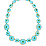 151.789ct Turquoise Emerald Diamond 18K Gold Statement Necklace