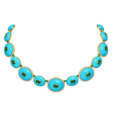 151.789ct Turquoise Emerald Diamond 18K Gold Statement Necklace