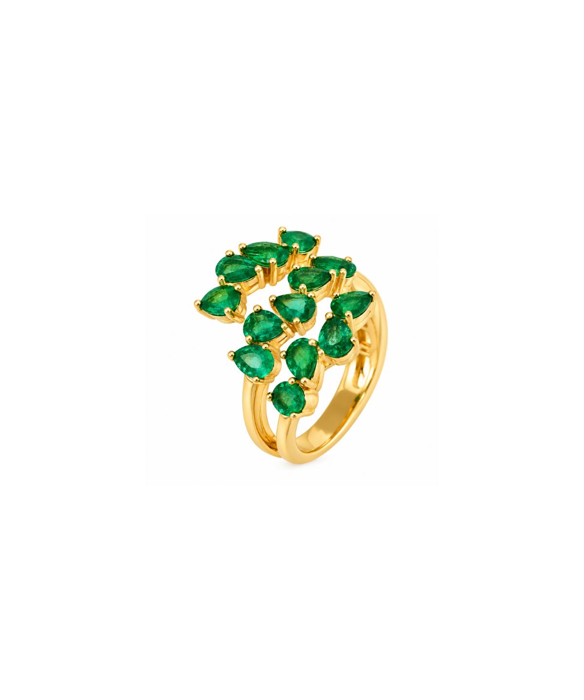 2.30ct Emerald 18K Gold Multi Row Ring
