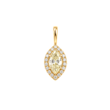 GIA 1.22ct Diamond 18K Gold Marquise Halo Pendant
