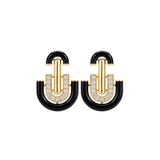 0.57ct Diamond Black Onyx 14K Gold Deco Earrings