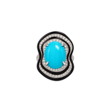 26.68ct Diamond Turquoise Black Onyx 18K Gold Cocktail Ring