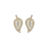 0.86ct Diamond 18K Gold Leaf Stud Earrings