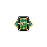 3.18ct Diamond Emerald Onyx 18K Gold Cocktail Ring