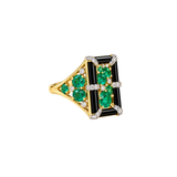 3.18ct Diamond Emerald Onyx 18K Gold Cocktail Ring