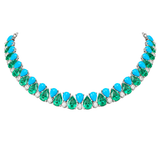 28.59ct Turquoise Emerald Diamond 18K Gold Statement Necklace