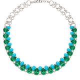 28.59ct Turquoise Emerald Diamond 18K Gold Statement Necklace