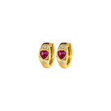 0.56ct Diamond Ruby 14K Gold Heart Hoop Earrings