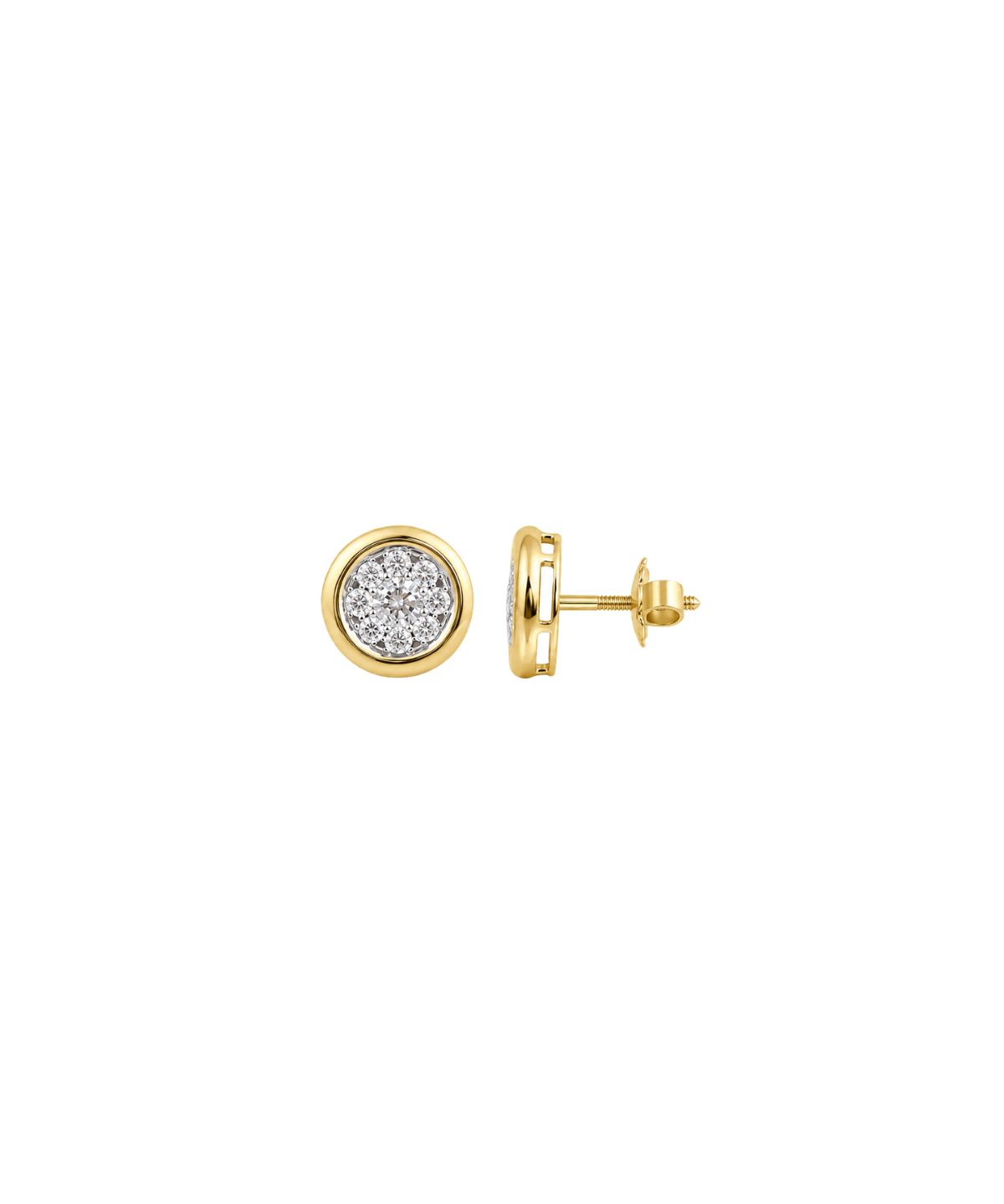 0.67ct Diamond 14K Gold Pave Bezel Earrings